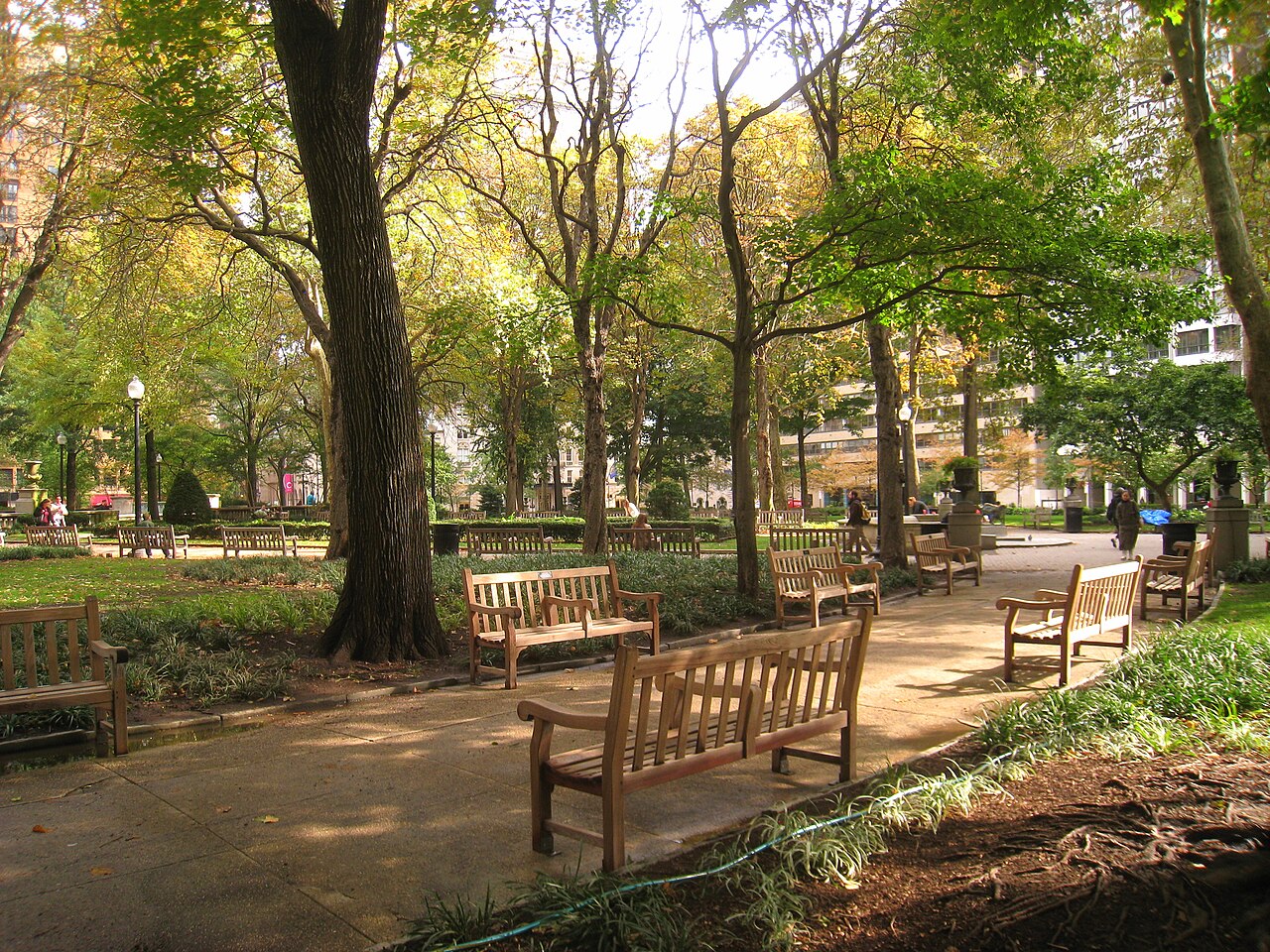 Rittenhouse Square in autumn — the historic Center City blocks our trenchless crews serve