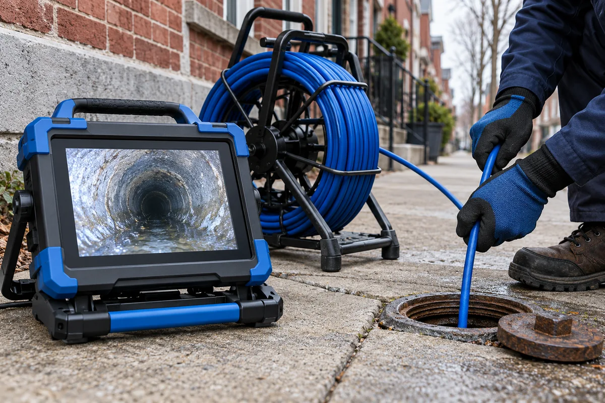 Illustration explaining Sewer camera inspection